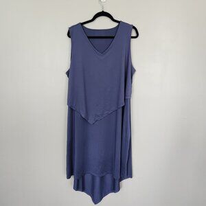 Asymmetrical Hem Sleeveless Dress By Cuddl Duds In 1X Blue